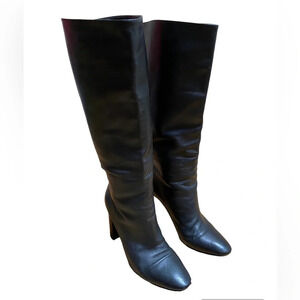 Gianvito Rossi Black Lambskin Leather Over The Knee Block Heel Boots 38